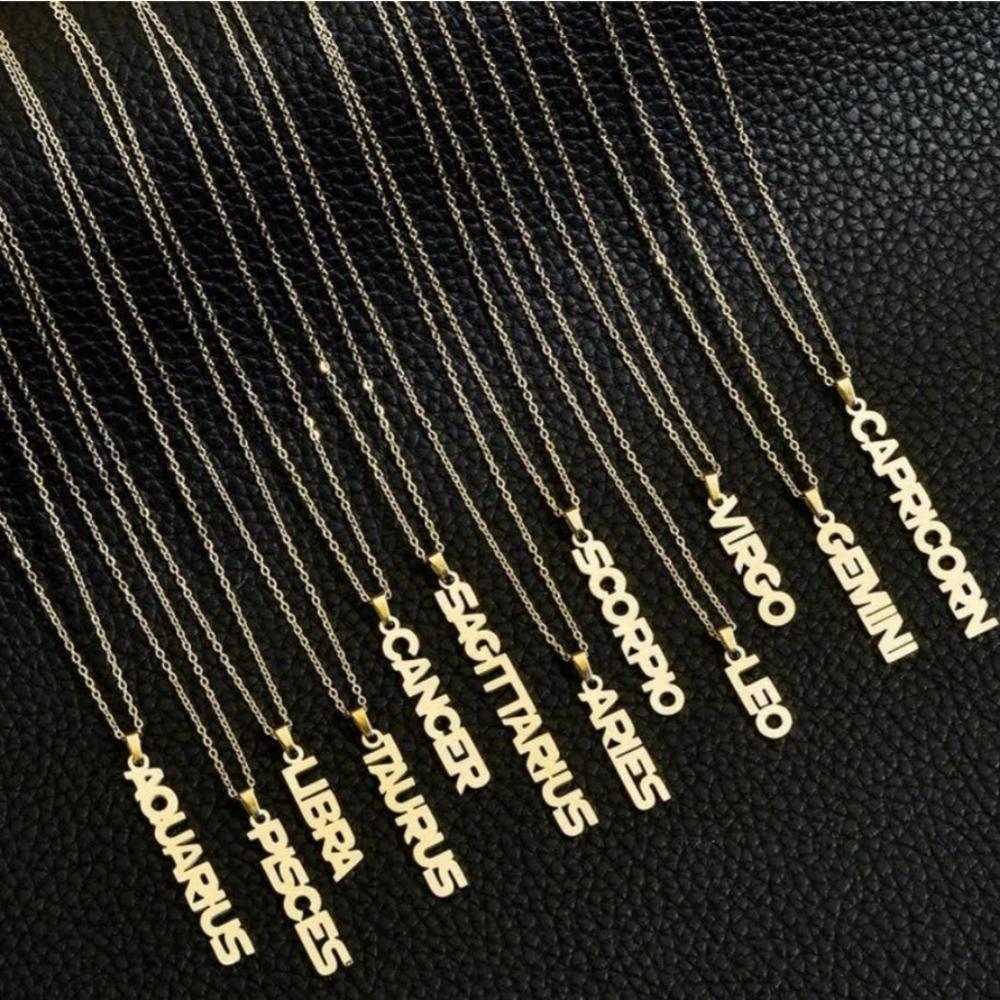 Gold "Taurus" Stainless Steel Zodiac sign necklace